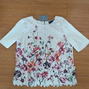 BRAND NEW w/TAGS Anthropologie White Lace Top FULLY LINED Blouse Spring Sz M MED